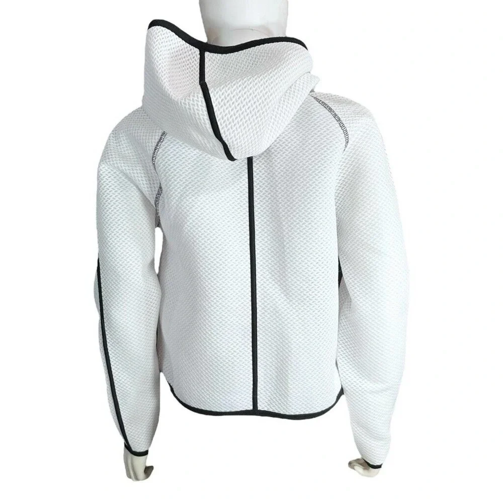 Hot Beso Hooded Zip Up Jacket White Black Women's Medium